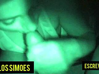 young brazilian girlfriend sneaks into the dark room and bounces her ass wildly on his cock