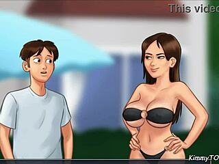 stepbro rips stepsis bikini for risky public pool rough fuck summertime saga