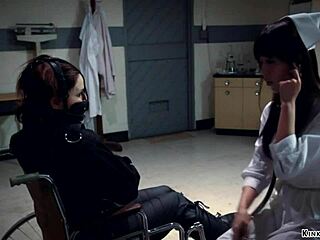 deviant patient ties up asian nurse for rough lesbian bdsm dildo gagging 😈🔗