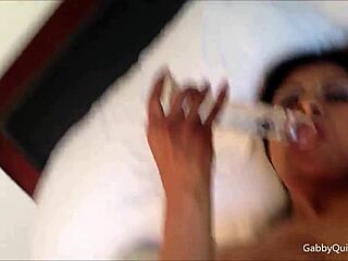 Gabby Quinteros Slides Big Glass Dildo Deep Into Her Latina Mexican Cunt