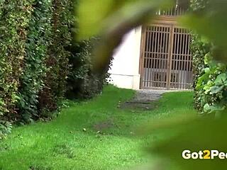 Susan ayn's urgent outdoor piss relief moment