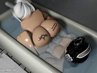 she climbs on top for hard cowgirl ride in the bathtub during our pool game sex