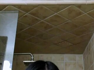 pretty asian teen steps into steamy shower for refresh!