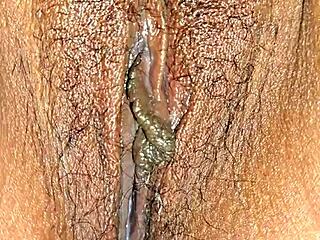 look at that cum dripping on my tight latina milf pussy up close