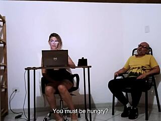 secretary fingers her wet pussy at desk before client rips clothes for raw fuck