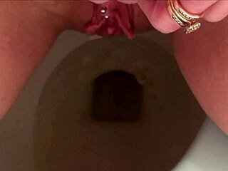 hey watch my horny milf pussy and sexy ass peeing in the toilet close-up