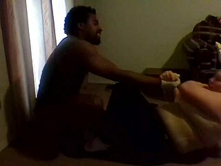 Watch this black mommy's big natural tits bounce naked during workout