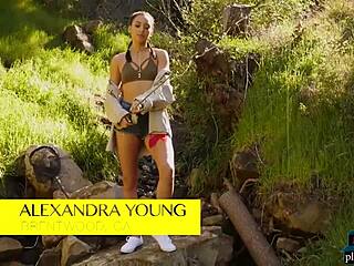 petite mixed-race asian alexandra young strips in lingerie teasing her natural small tits solo