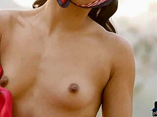 petite mixed-race asian alexandra young strips in lingerie teasing her natural small tits solo