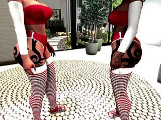 Two Big-Ass Ebony Babes Crave Xmas Monster Cock Threesome Poundings!