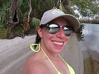 bustydiamond heads out fishing then bends for outdoor public pounding by her man