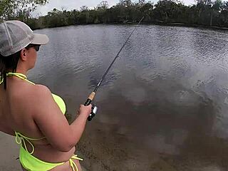 bustydiamond heads out fishing then bends for outdoor public pounding by her man
