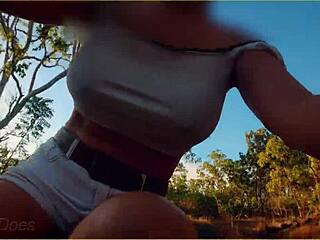 daring milf flashes massive tits during public bike ride