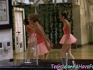 lesbian ballerina teens lick and finger at wild party