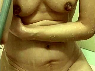 my skinny wife's naked petite body boasts delicious hard big nipples
