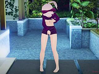 can you handle this white-haired beauty squirting wildly at the outdoor pool?