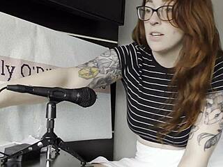 curvy redhead nerd squirts hard with rabbit vibe on fat wet pussy