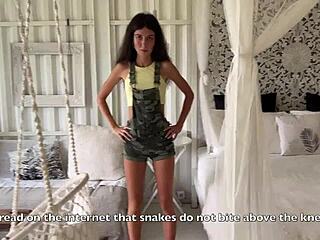 that snake catcher babe gets tricked into rough outdoor fuck squirting cum swallow
