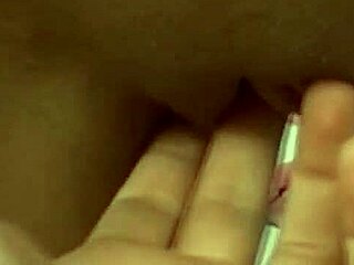 Beautiful huge tits babe gets wet shaved pussy fingered hard