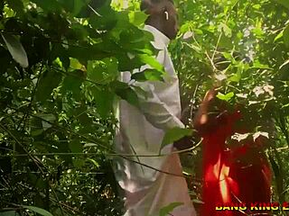 precious long spreads pussy for big black cock pounding bareback in the bush