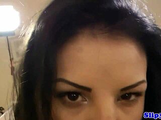 Euro amateur in stockings sucks old man's cock intensely during casting