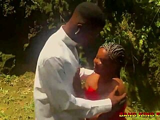 precious long spreads pussy for big black cock pounding bareback in the bush