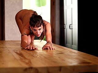 Squirting pussy slammed doggystyle bent over desk downstairs!