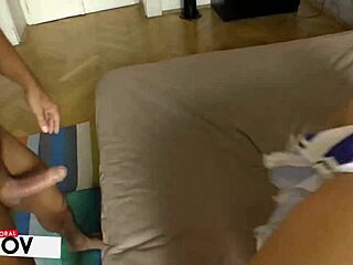 cheerleader zuzu sneaks blowjob on matt as husband sleeps