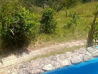 hey babe, sucking your dick poolside at the cabin feels so damn good