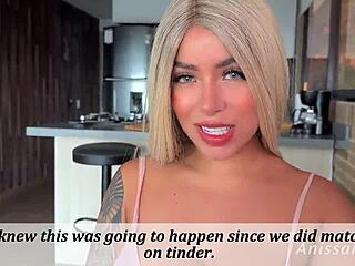 wild tinder latina babe spanking ass cum on huge tits real amateur couple!!