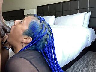 whoa blue hair throatgoat slurps sloppy deep on monster cock cum explosion 💦😩