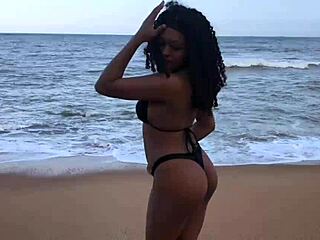 met curvy brunette brazilian babe at beach for hot fuck