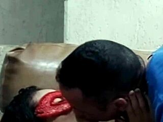 young latina kisses her fit boyfriend passionately in homemade clip