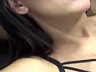 young latina kisses her fit boyfriend passionately in homemade clip