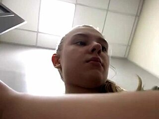 Teen Fingering Ass with Plug in Gym Close-Up