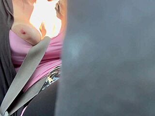 italian milf artemisia love rides in car flashing her huge horny tits and long nipples
