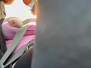 italian milf artemisia love rides in car flashing her huge horny tits and long nipples