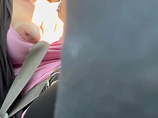 italian milf artemisia love rides in car flashing her huge horny tits and long nipples