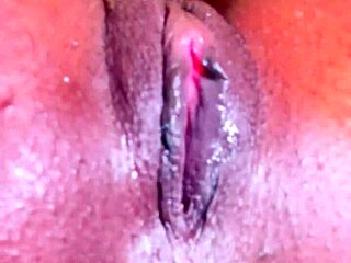 Lola Black's creamy pierced nipple pussy stretched in POV dildo play