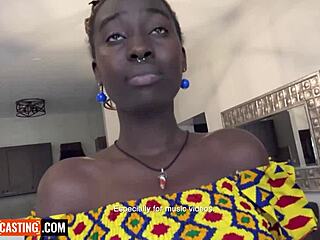 thick ebony bikini model rides casting agent cock rough to land the gig