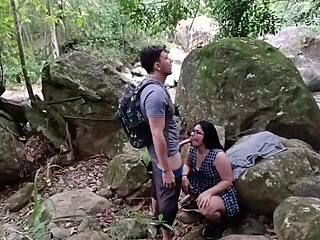 wanna see me suck fuck outdoors then cumshot on leg in forest? deepthroat orgasm!!