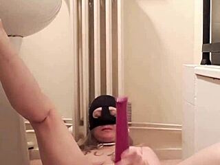 i'm your humiliated french maid slave, chaining myself for dildo masturbation bondage orgasm in stockings