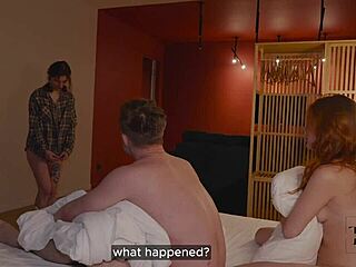 Skinny Student Redhead Learns Sloppy Deepthroat Double Blowjob Cum Covered In 4K Neighbor 3some