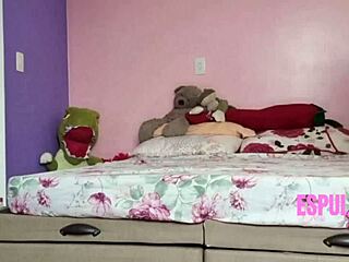 pov petite latina brunette flashes small natural tits in lingerie solo