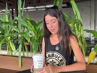 public starbucks toilet blowjob ends cumwalk with facial coffee sip