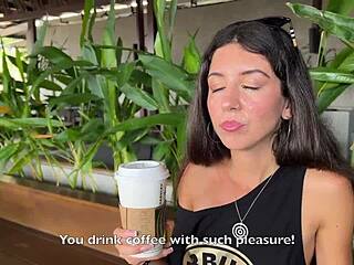 public starbucks toilet blowjob ends cumwalk with facial coffee sip