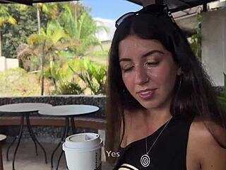 public starbucks toilet blowjob ends cumwalk with facial coffee sip