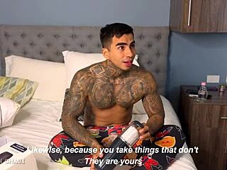 Hey stepmom left that gift for stepdad but I ended up pounding her big tattooed ass instead