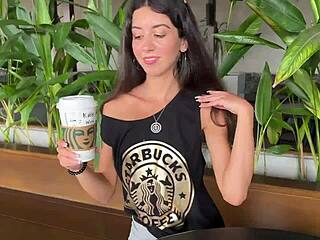 public starbucks toilet blowjob ends cumwalk with facial coffee sip