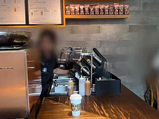 public starbucks toilet blowjob ends cumwalk with facial coffee sip